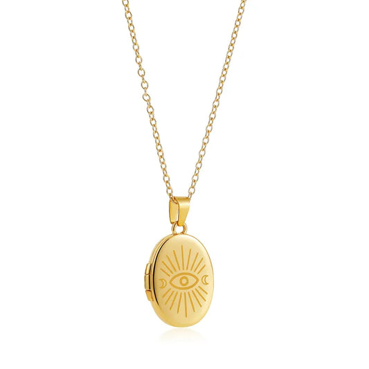 Evil Eye Sunburst Locket Necklace