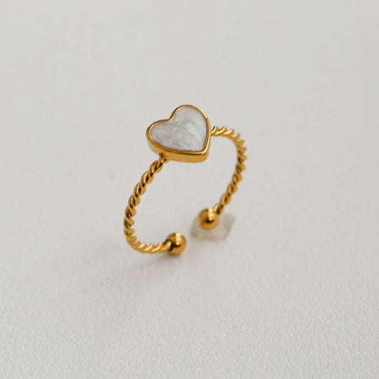 Gold Adjustable Twisted Heart Ring