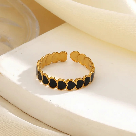 18K gold Plated Black Heart Ring