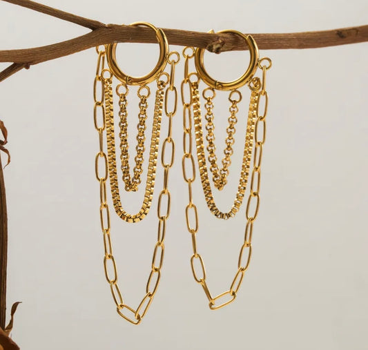 Triple Chain Hoop Earrings
