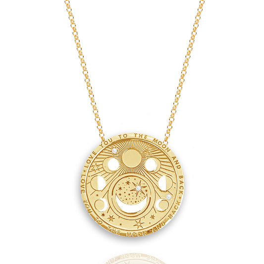 Gold Sun & Moon Pendant Necklace