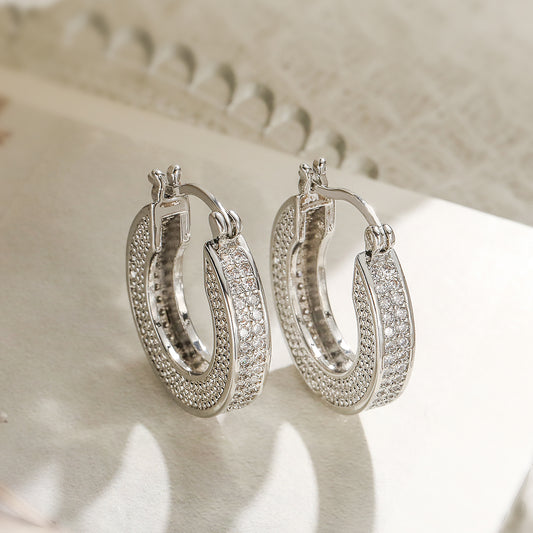 18K Zircon Hoop Earrings