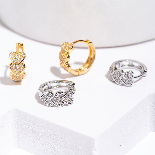 Heart Hoop Earrings – 18K Pavé Zircon