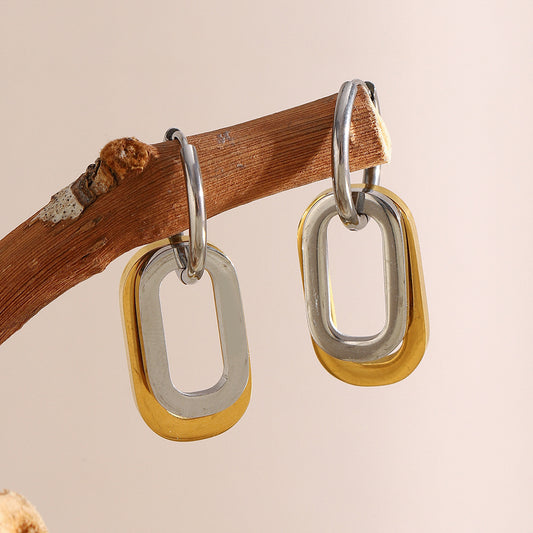Gold & Silver Geometric Drop Earrings